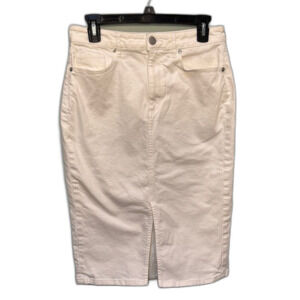LOFT white denim midi skirt Size 6